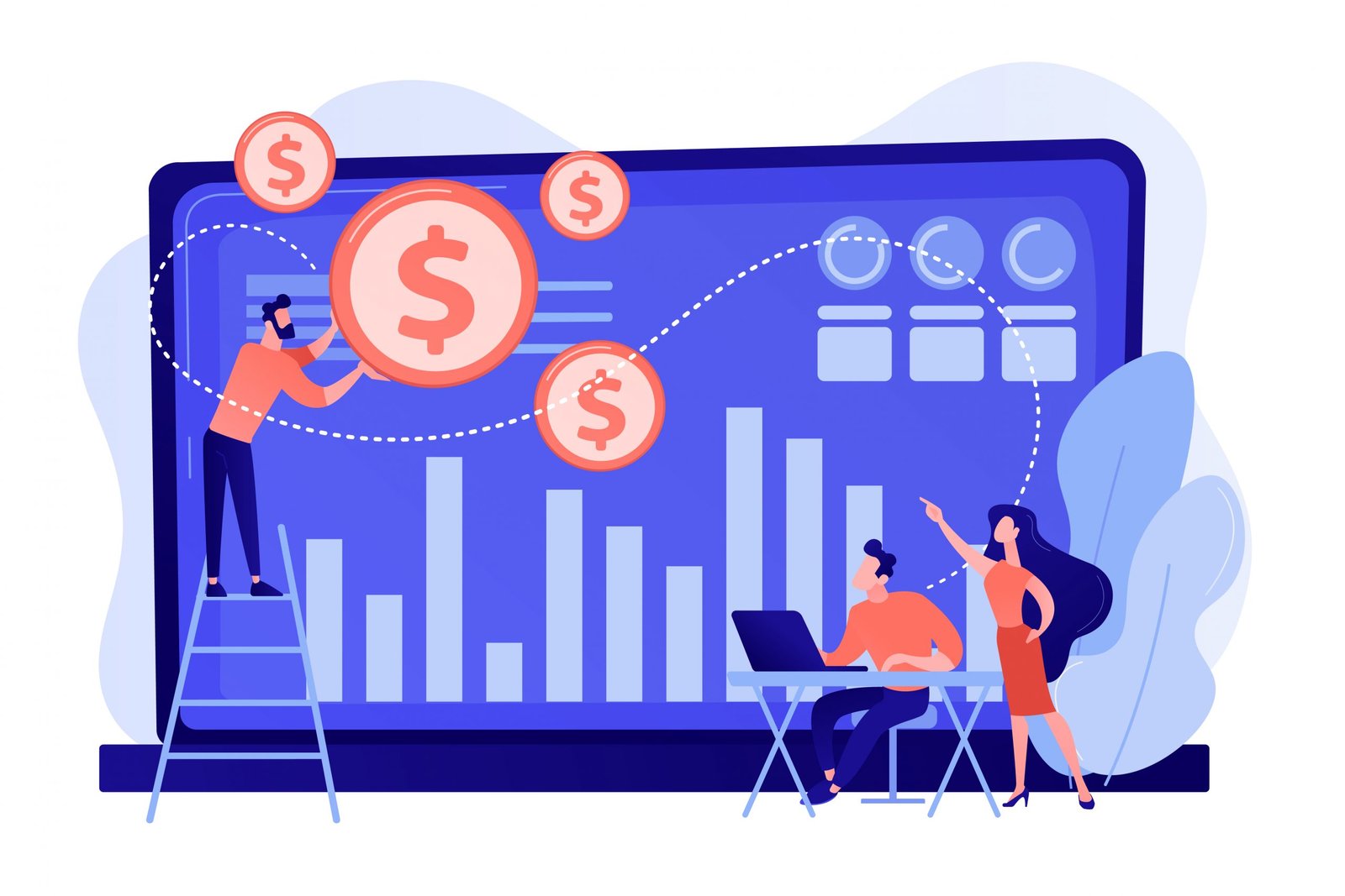 Data monetization concept vector illustration.