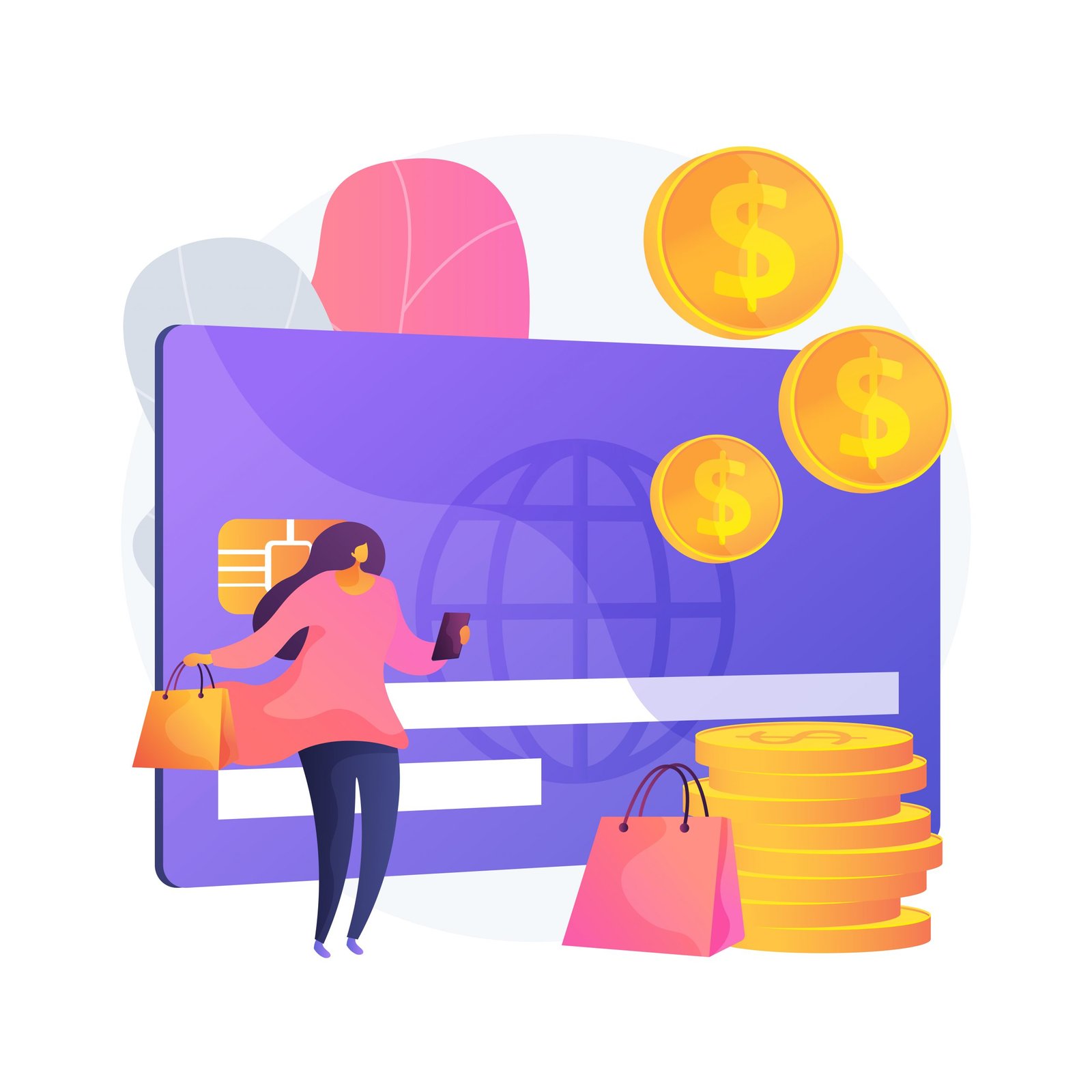 Plastic money abstract concept vector illustration.